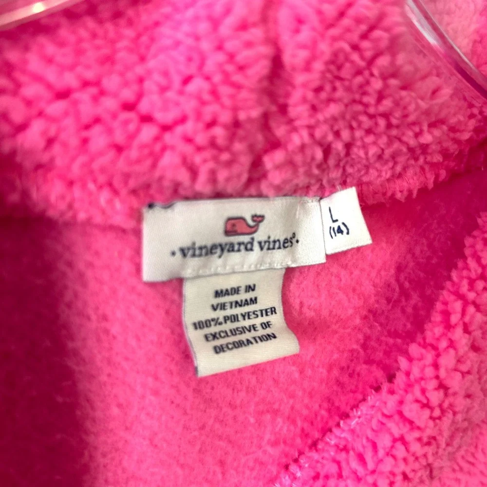 Vineyard Vines Girl's Bright Pink Mock Neck Pullover Fleece in‎ Size L